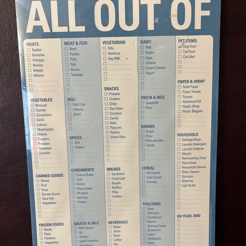 Magnetic Grocery List Notepad - Blue & White